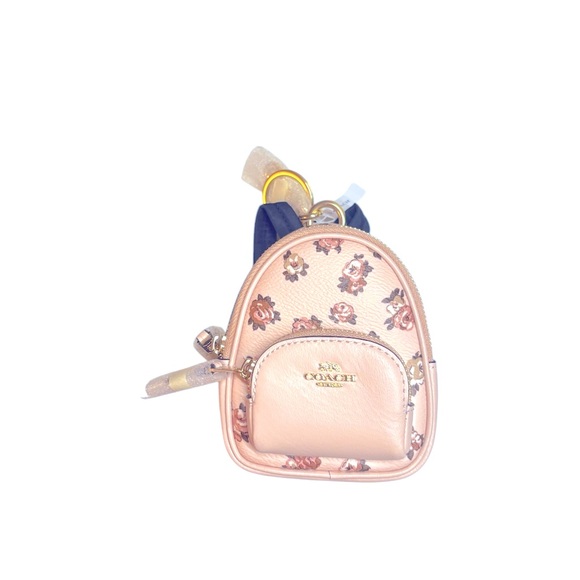 NWT 🌸 COACH 🌸 Mini Court Backpack Bag Charm With Rosette Print - Picture 4 of 5